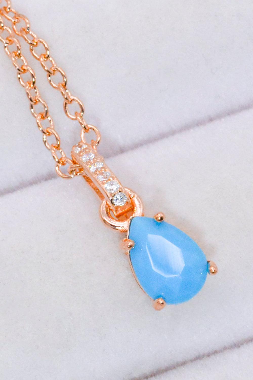 Teardrop Turquoise 4-Prong Pendant Necklace Carauana Store