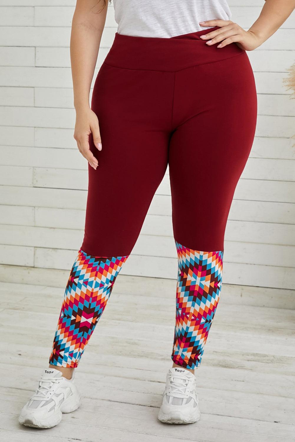 Plus Size Geometric Print High Waist Leggings Carauana Store