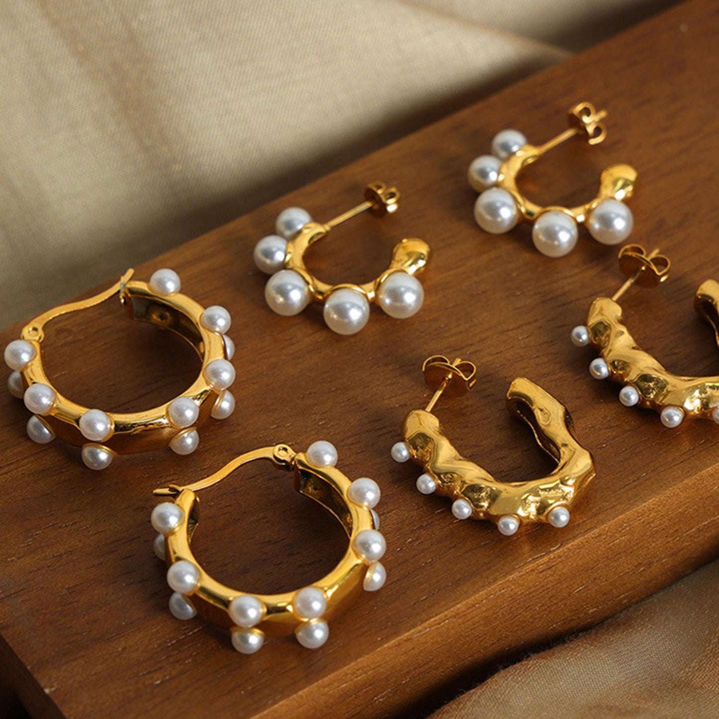 Synthetic Pearl 18K Gold-Plated Earrings Carauana Store