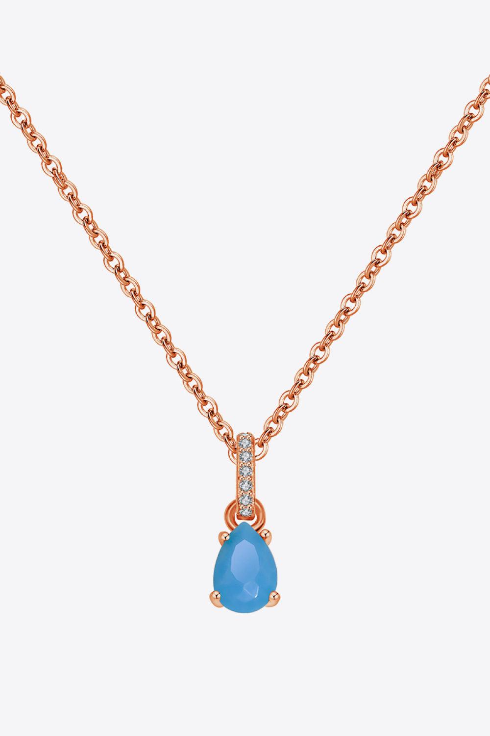 Teardrop Turquoise 4-Prong Pendant Necklace Carauana Store