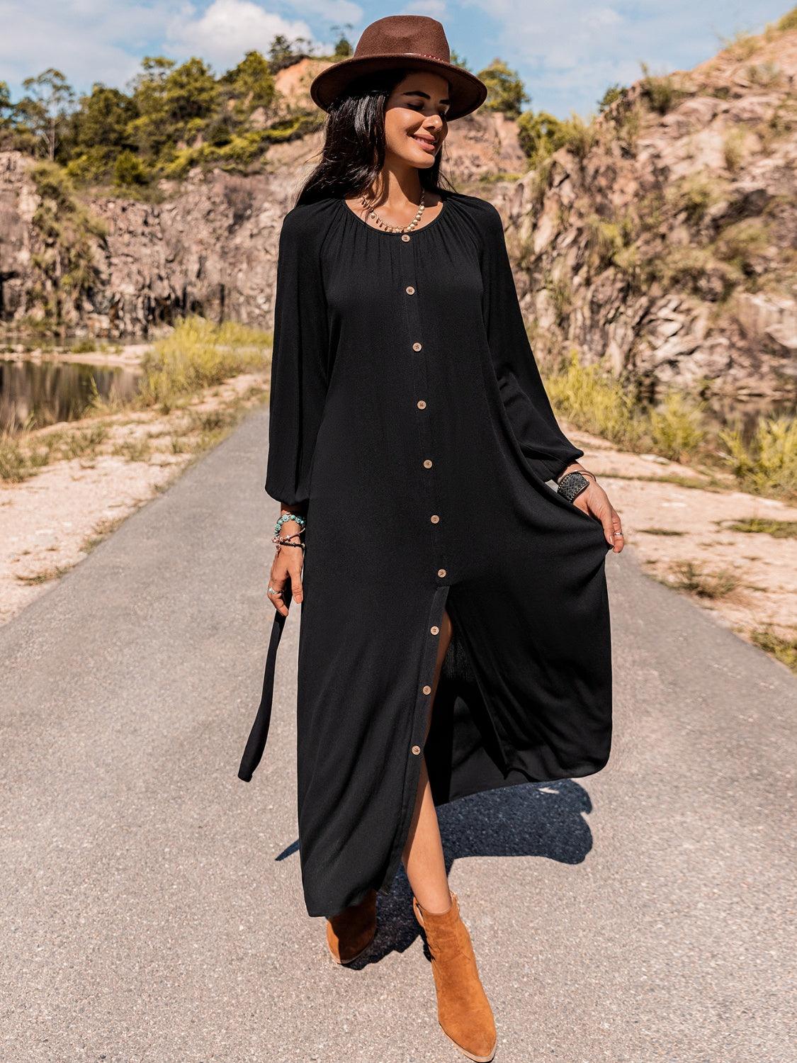 Long Sleeve Round Neck Dress Carauana Store
