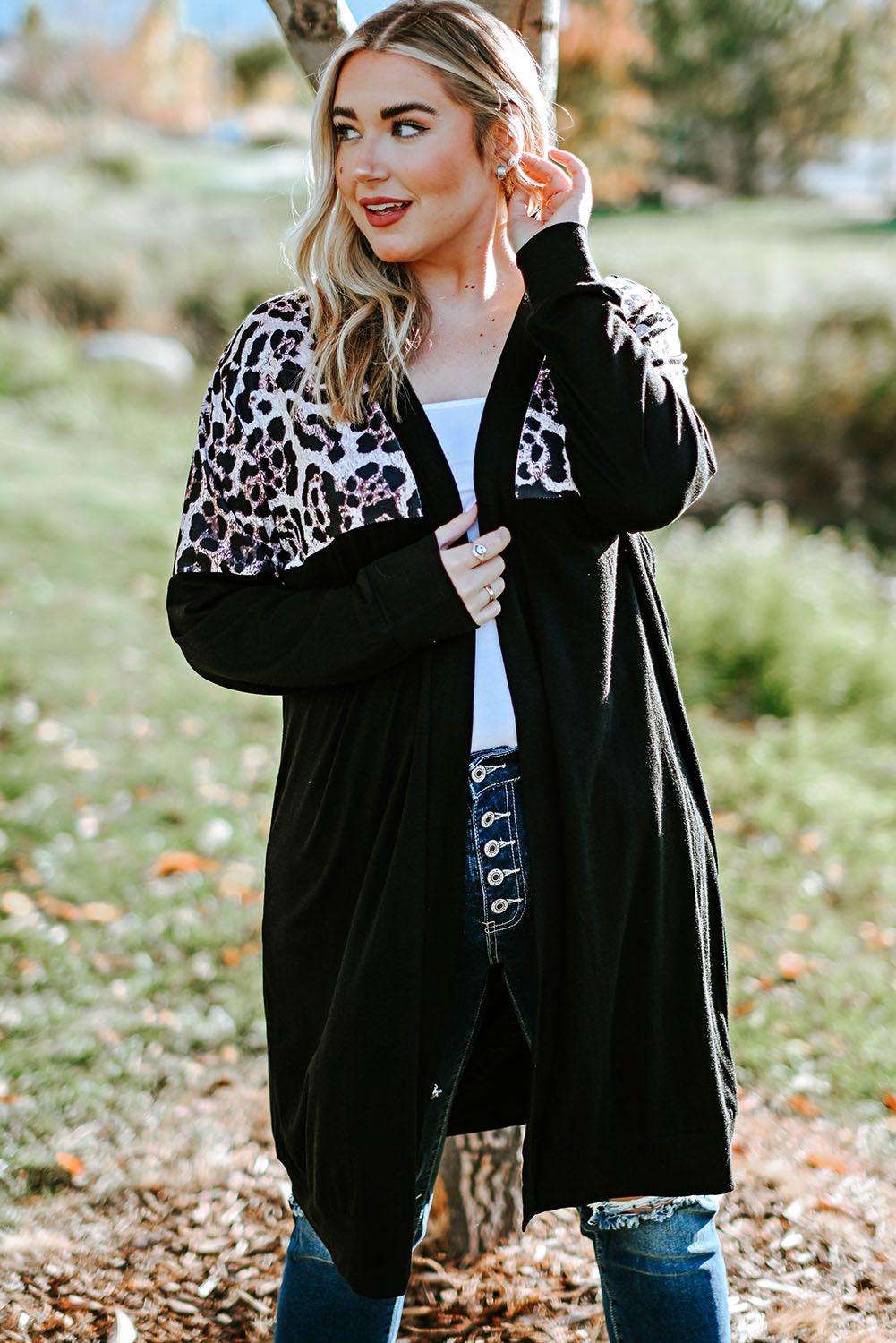Plus Size Open Front Dropped Shoulder Cardigan Carauana Store