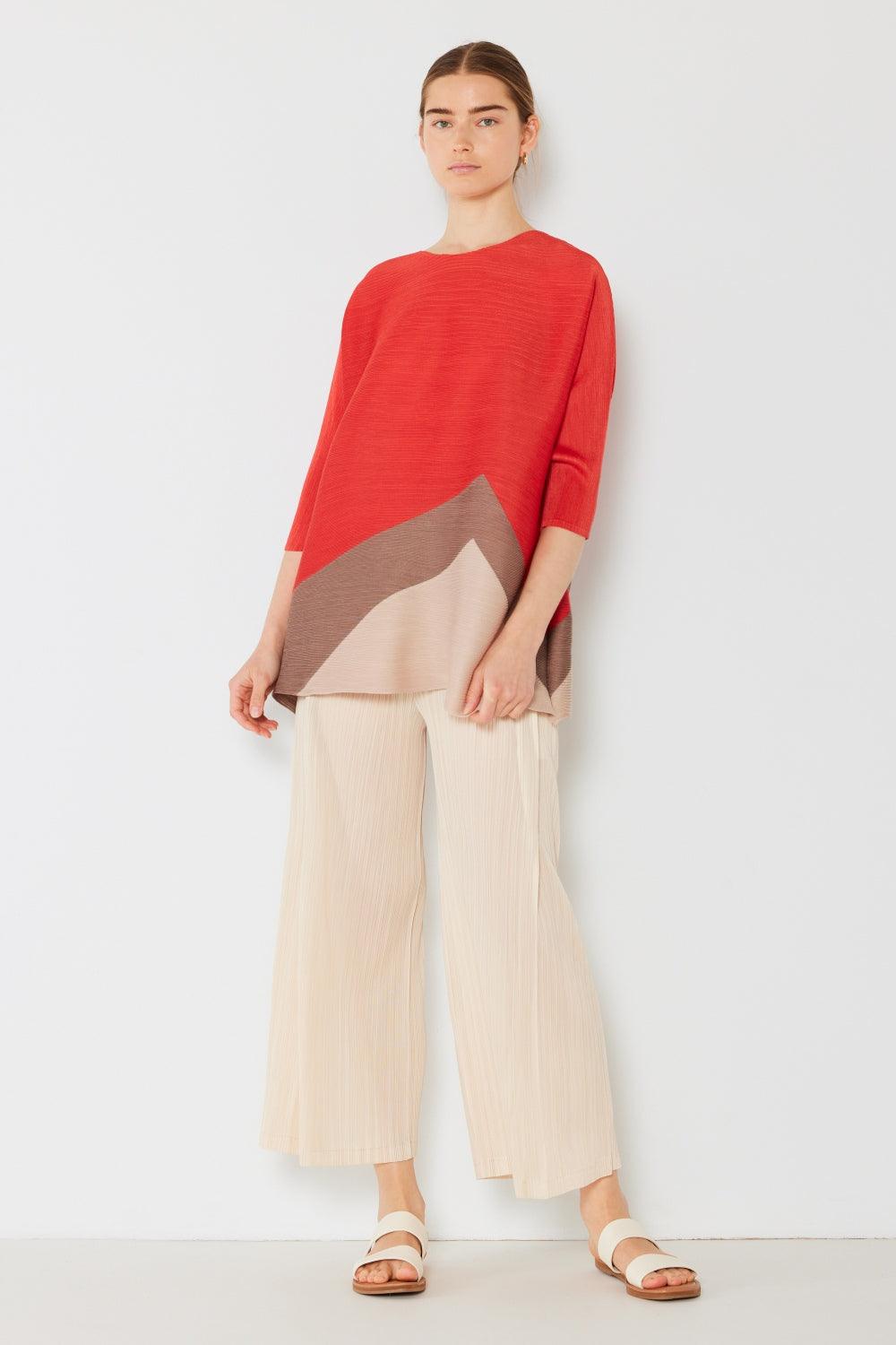 Marina West Swim Pleated Horizontal Rib Color Block Top Carauana Store