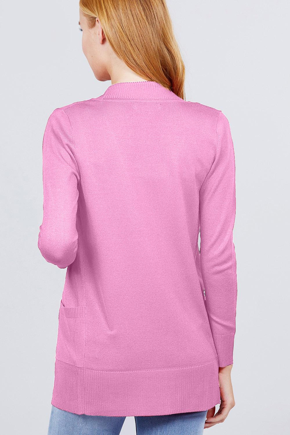 ACTIVE BASIC Ribbed Trim Open Front Cardigan Carauana Store