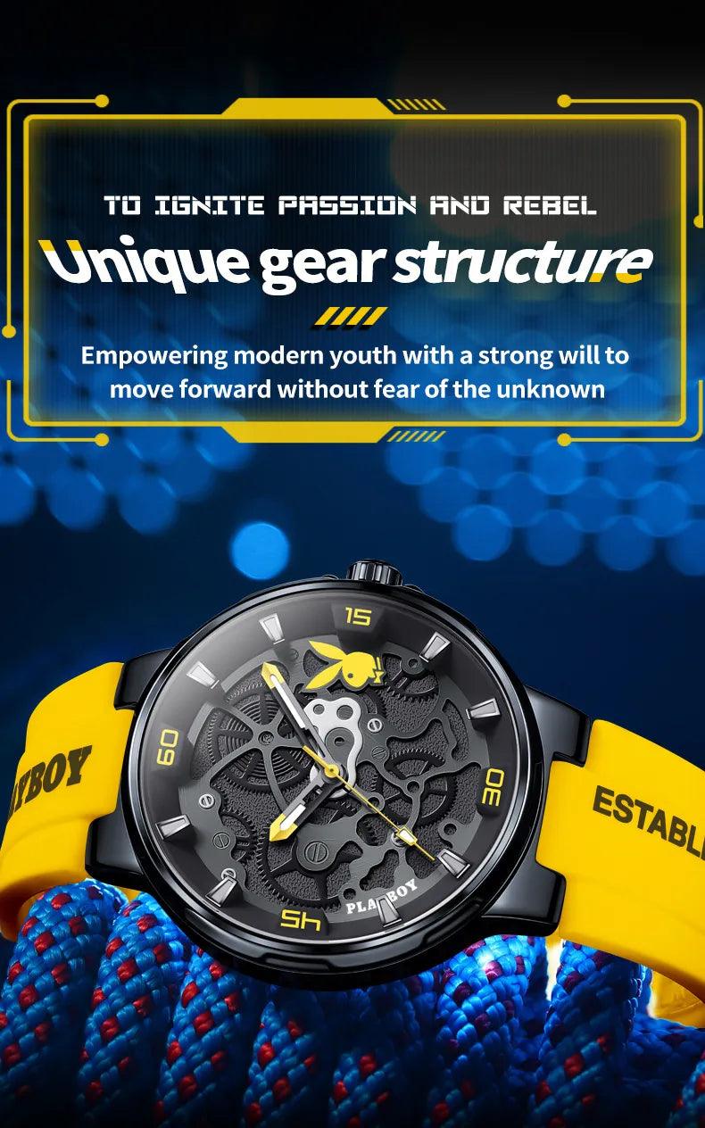 American PlayBoy Fashion Casual Men's Watch - Luxury Waterproof Luminous Quartz Wristwatch High Quality Carauana Store