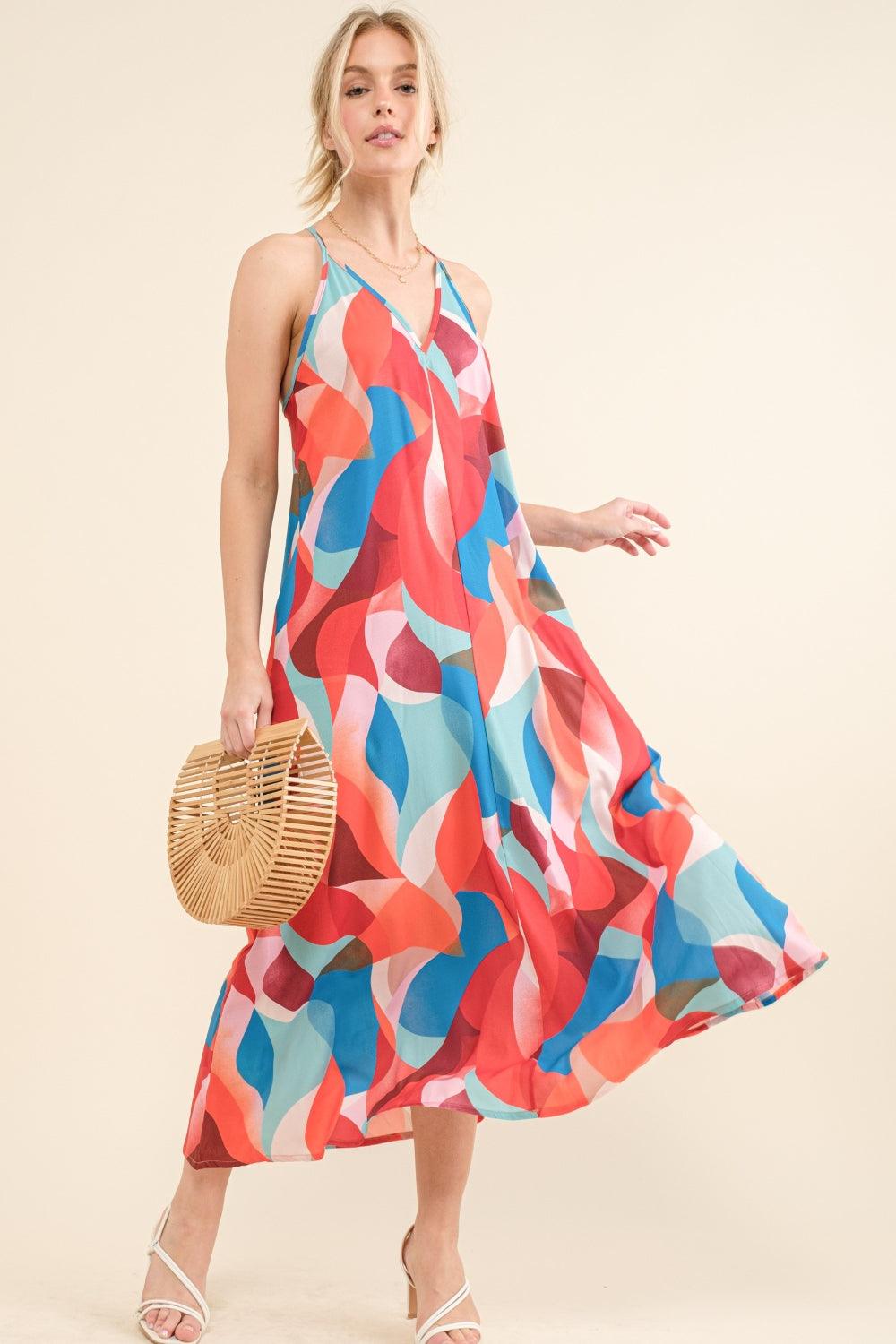 And the Why Printed Crisscross Back Cami Dress Carauana Store
