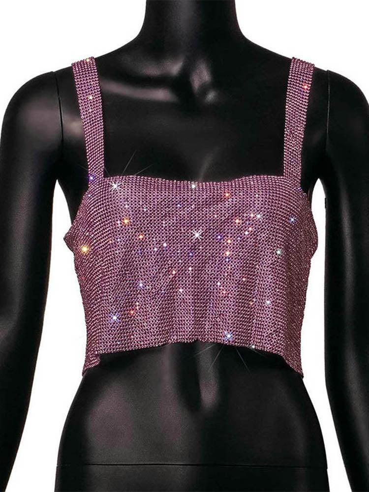 Bling Rhinestone Party Crop Top Backless Straps Full Diamonds Carauana Store