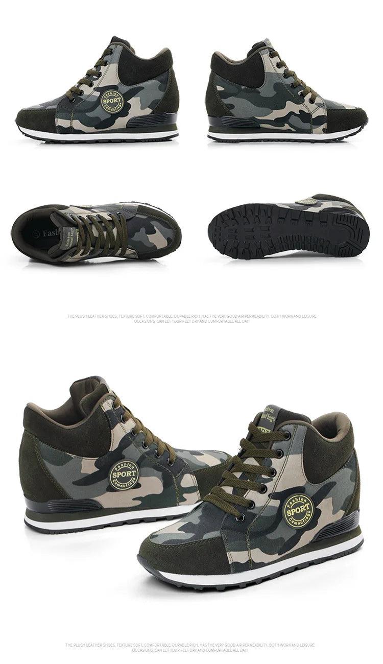 Carauana Women Camouflage 6.5cm Heel Height Increase Casual Shoes Carauana Store
