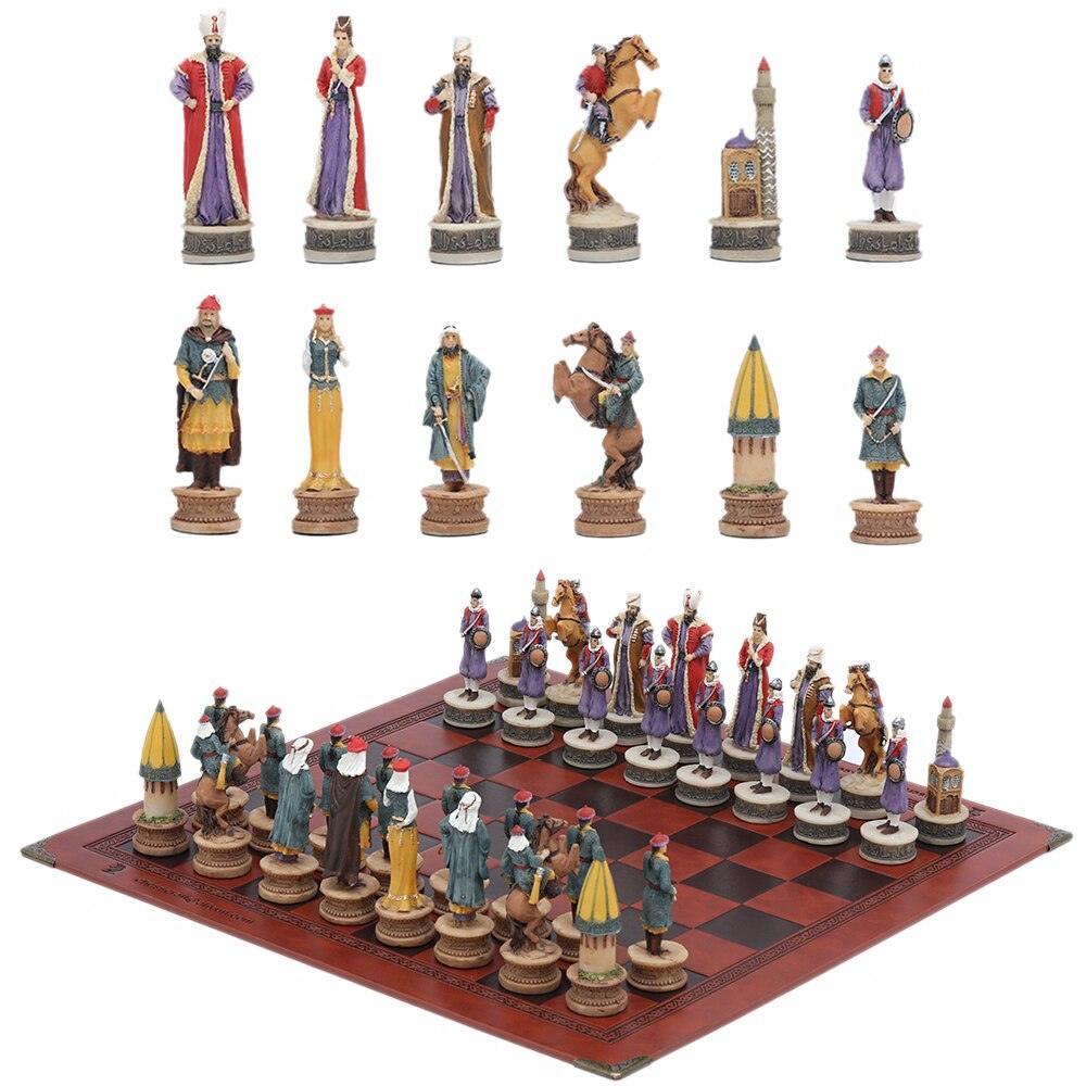 Chess Desktop Intelligence Game Movie Theme Toy Luxury Knight Hand-painted Carauana Store