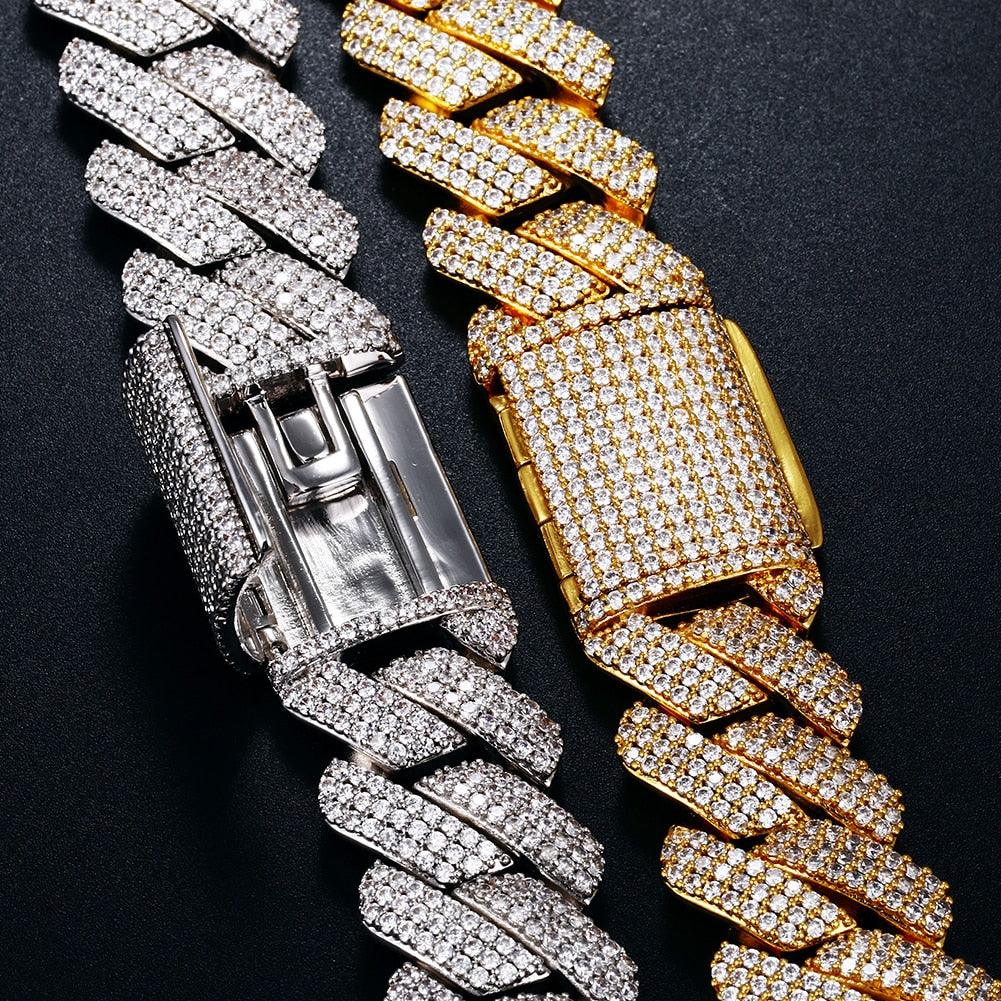 Cubic Zirconia Choker Necklace Bling Hip-Hop Jewelry Crystal Miami Cuban Chain With Box Clasp Carauana Store