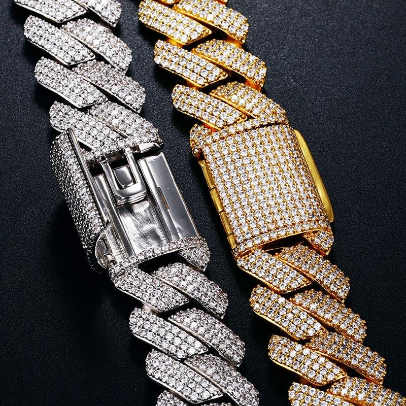 Cubic Zirconia Choker Necklace Bling Hip-Hop Jewelry Crystal Miami Cuban Chain With Box Clasp Carauana Store