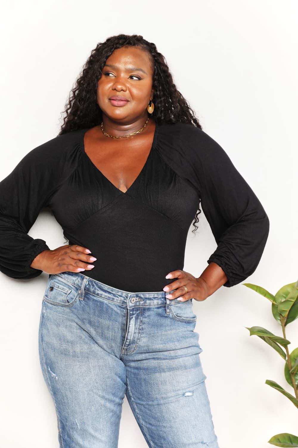 Culture Code Full Size V- Neck Bodysuit Carauana Store