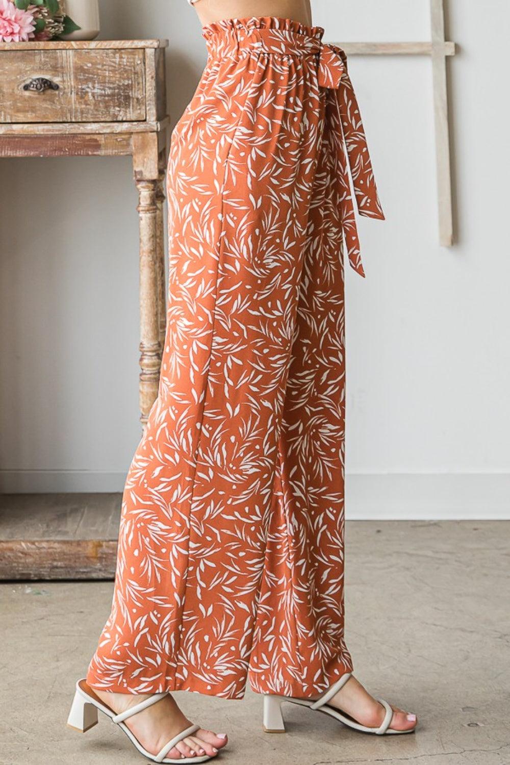 Heimish Full Size Printed Tied Straight Casual Pants Carauana Store