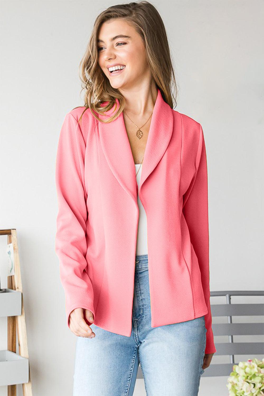 Heimish Open Front Long Sleeve Blazer Carauana Store