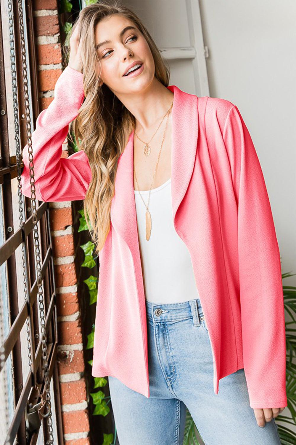 Heimish Open Front Long Sleeve Blazer Carauana Store