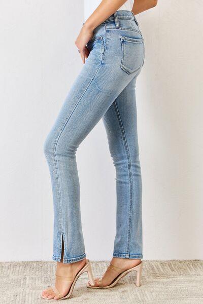 Kancan Full Size Mid Rise Y2K Slit Bootcut Jeans Carauana Store