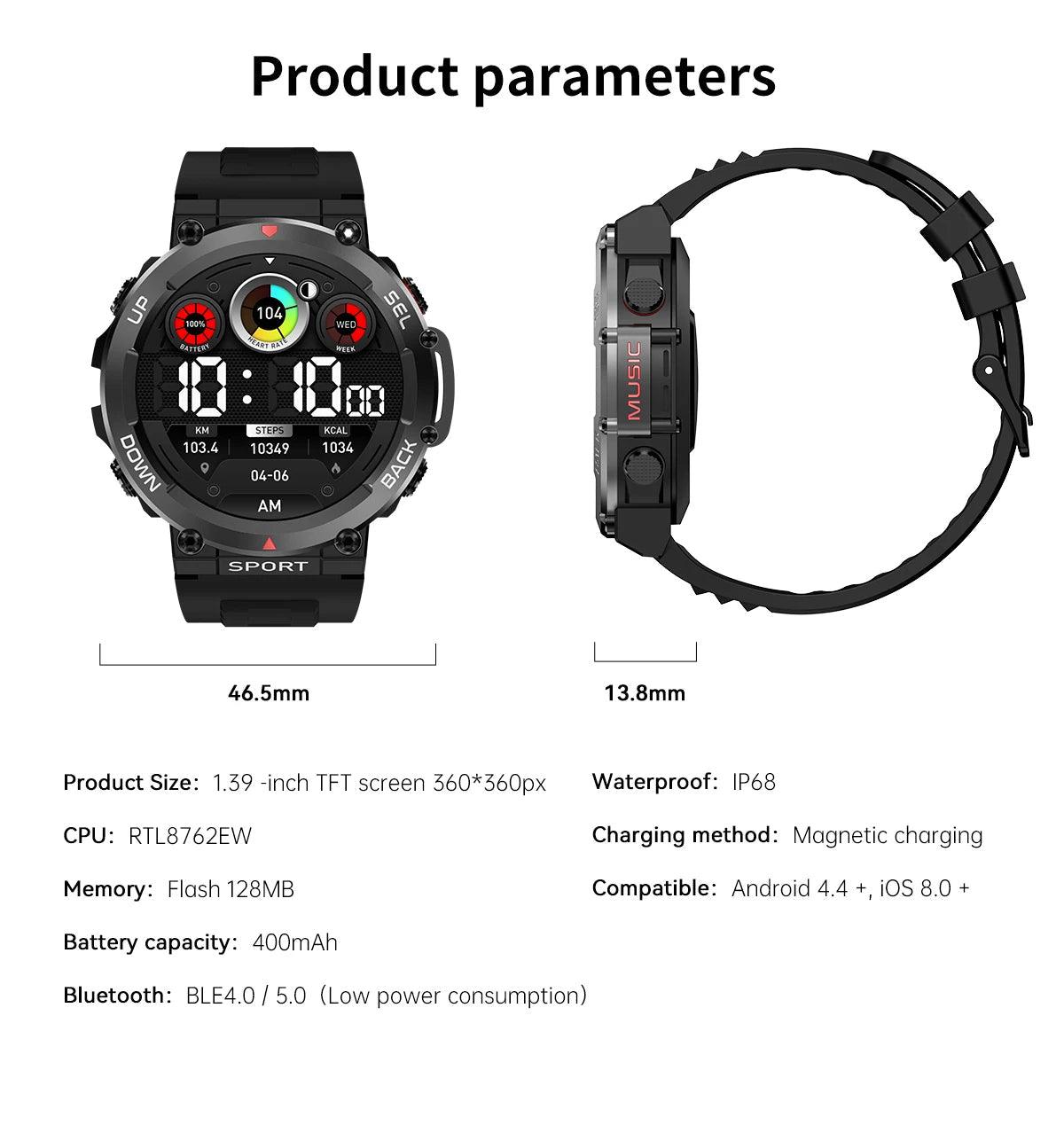 LEMFO Music Smartwatch Bluetooth Call sports NFC|Your Ultimate Health and Fitness Companion Carauana Store