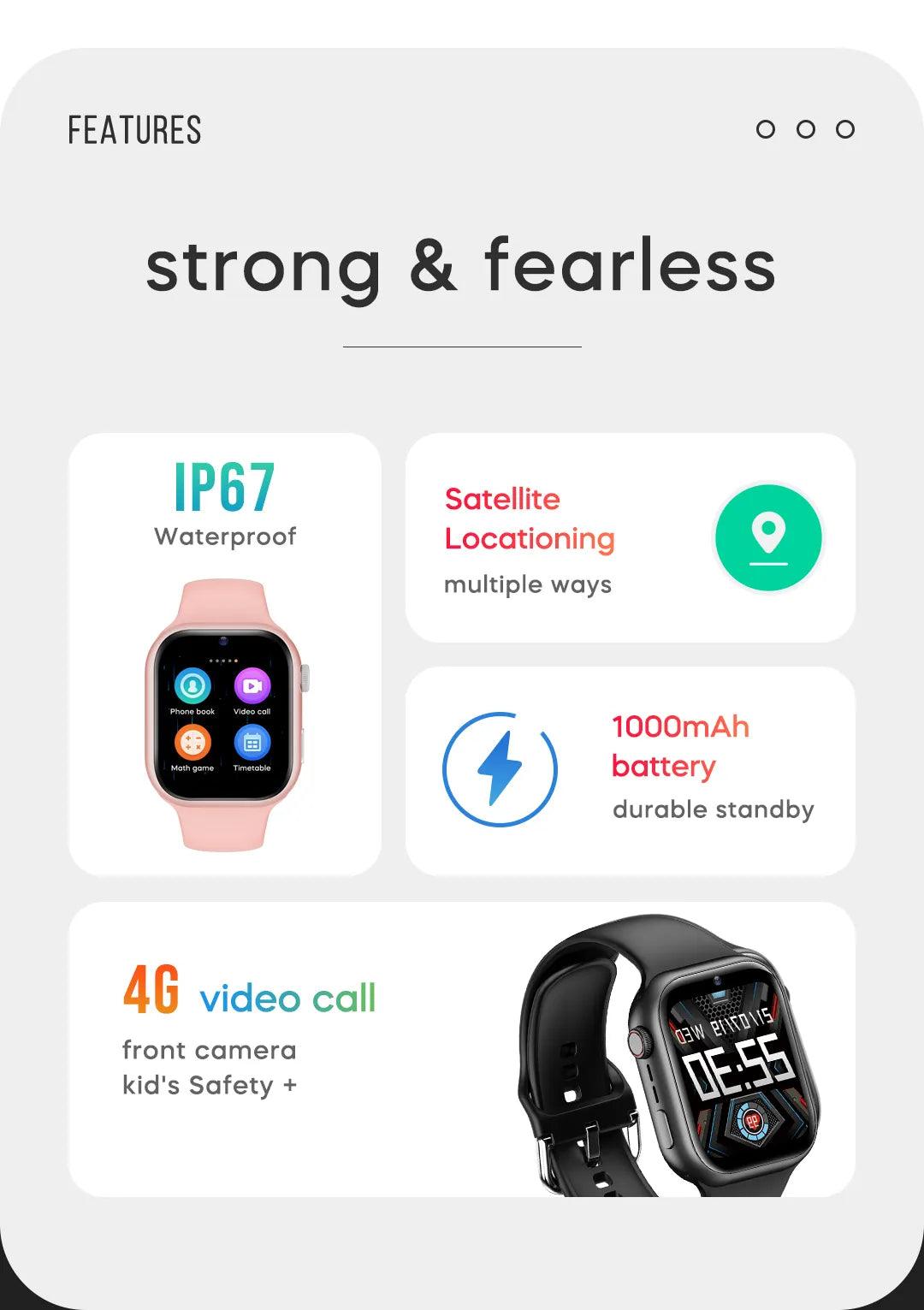 LEMFO Smartwatch with Sim Card 4G SOS WiFi GPS Location Camera Video Call smart watch 1000mAh kids Carauana Store