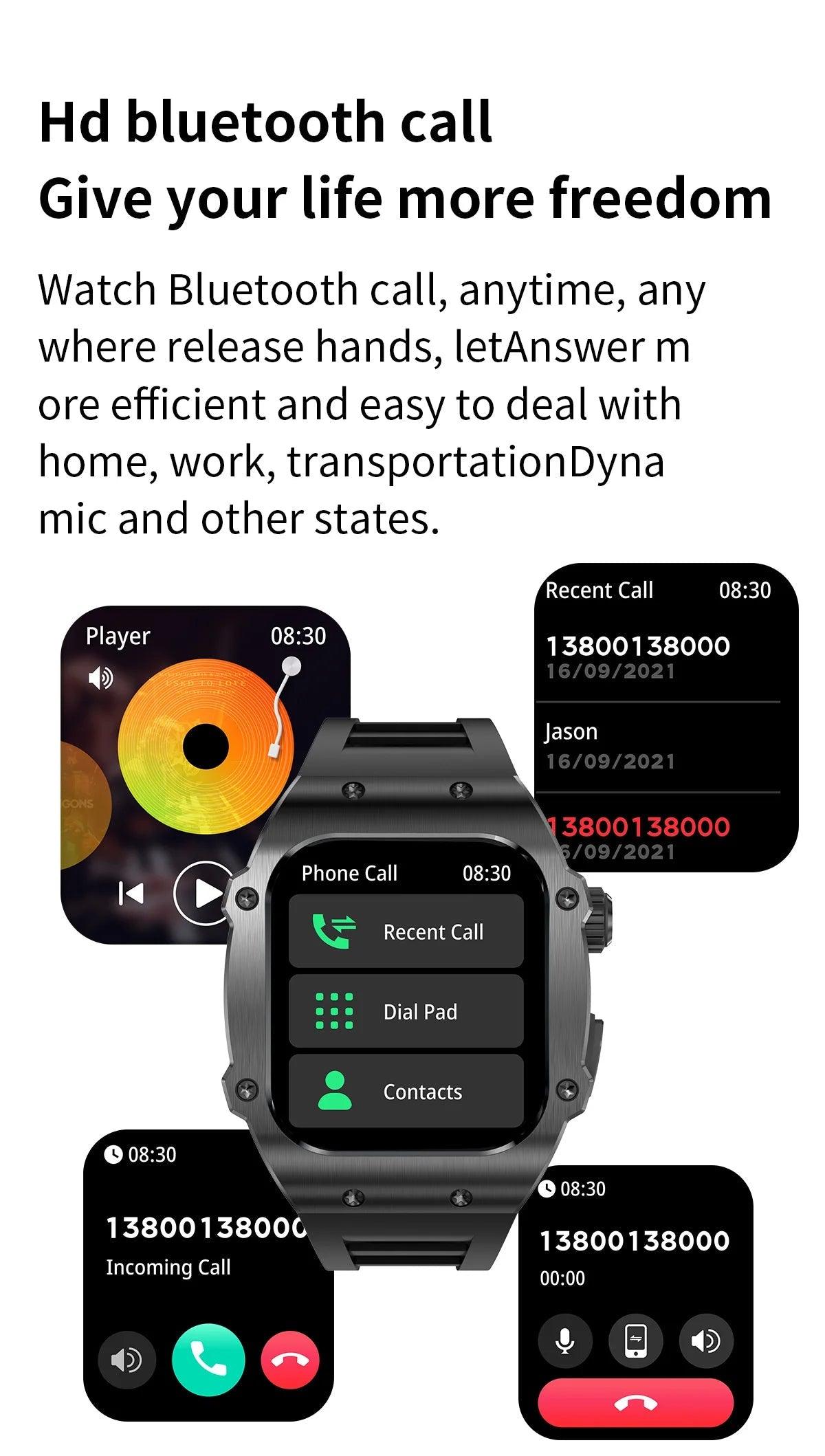 LIGE Smart Watch For Men Waterproof Bluetooth Call Heart Rate Monitor Carauana Store