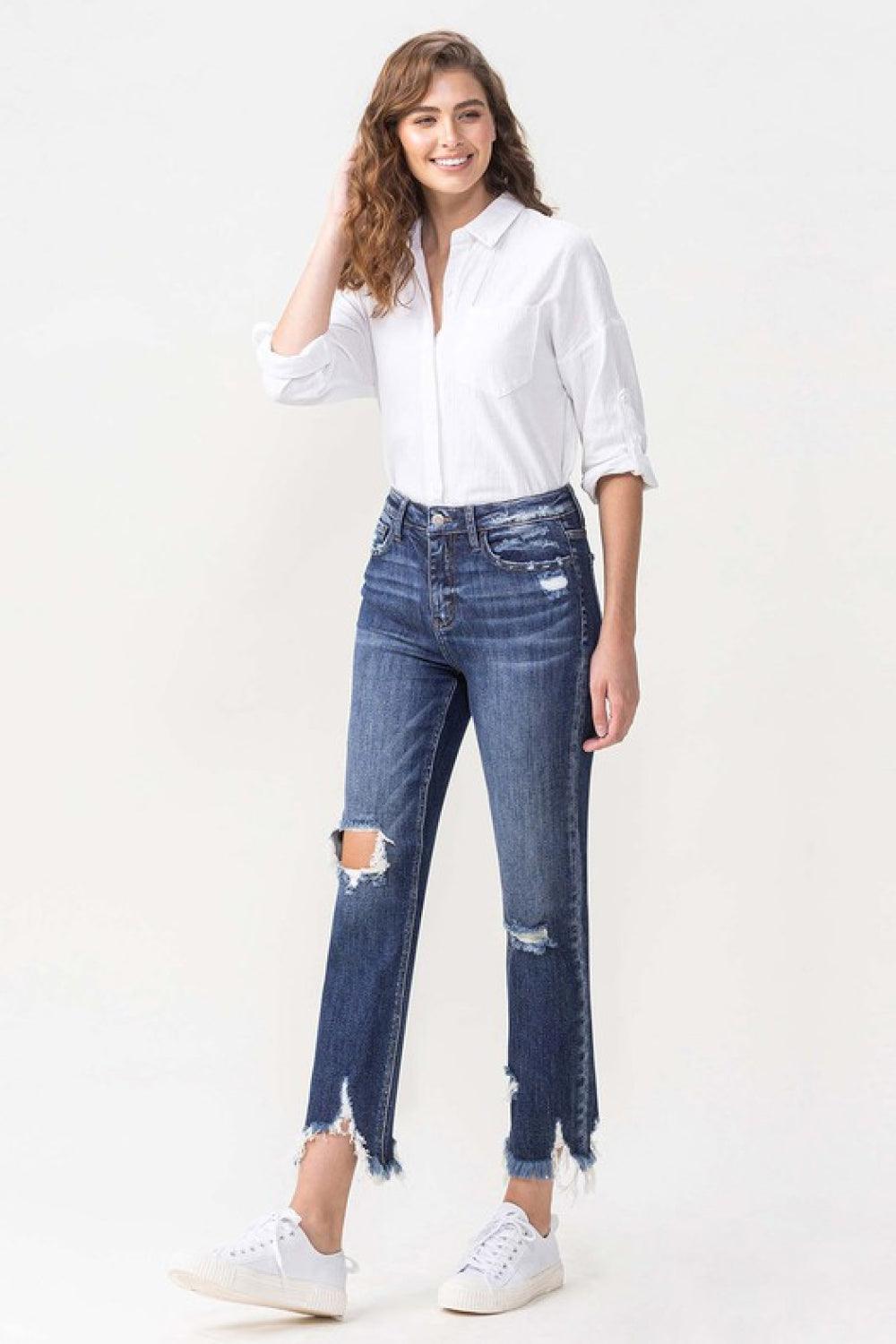Lovervet Jackie Full Size High Rise Crop Straight Leg Jeans Carauana Store