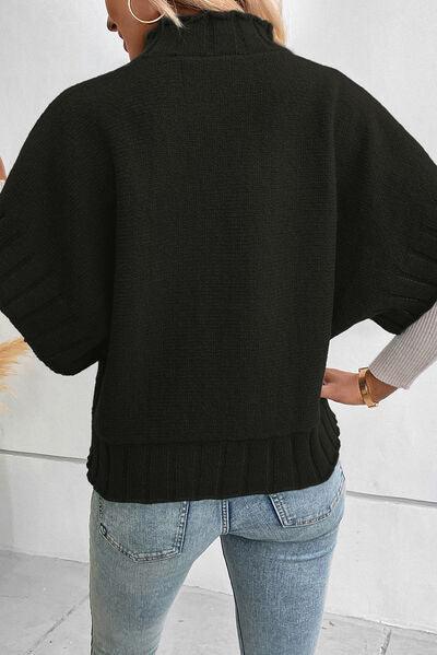 Mock Neck Short Sleeve Sweater Carauana Store