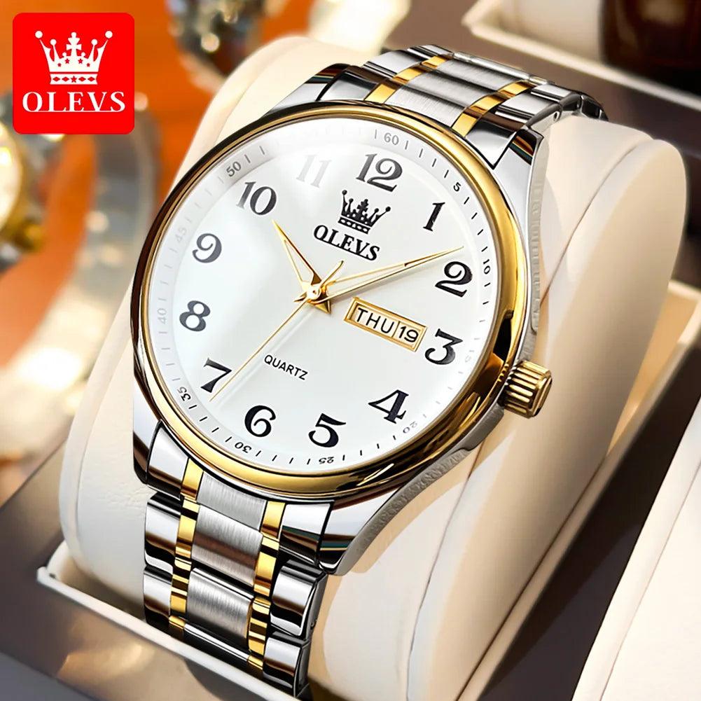 OLEVS 5567 Classic Quartz Watch for Women Set Elegant Dress Luminous Waterproof Week Date Clock Stainless Steel Wristwatch Gift Carauana Store