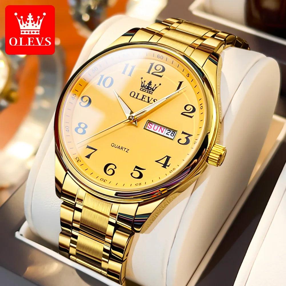 OLEVS 5567 Classic Quartz Watch for Women Set Elegant Dress Luminous Waterproof Week Date Clock Stainless Steel Wristwatch Gift Carauana Store