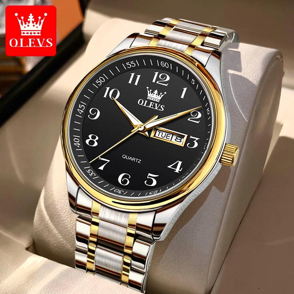OLEVS 5567 Classic Quartz Watch for Women Set Elegant Dress Luminous Waterproof Week Date Clock Stainless Steel Wristwatch Gift Carauana Store