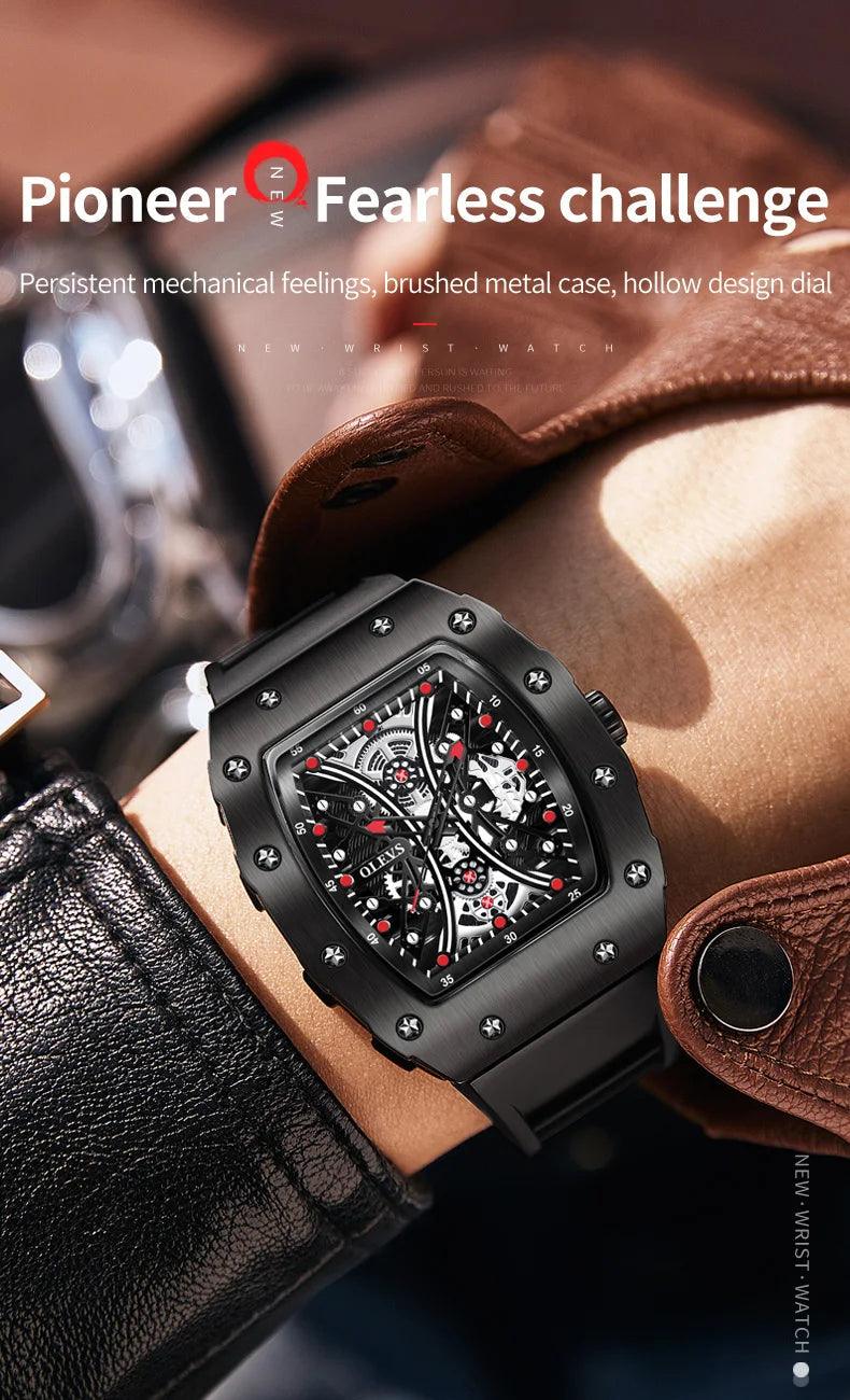 OLEVS Men's Fashion Barrel Shaped Dial Quartz Wristwatch Carauana Store