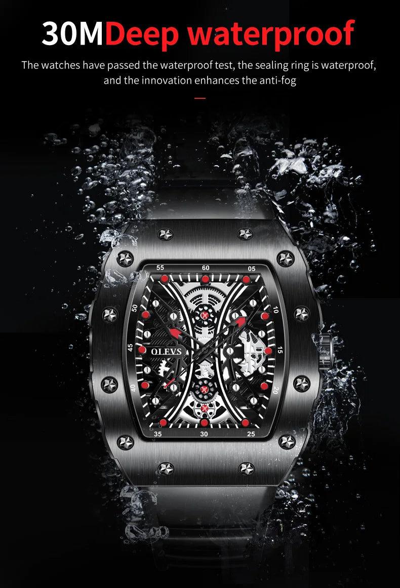 OLEVS Men's Fashion Barrel Shaped Dial Quartz Wristwatch Carauana Store