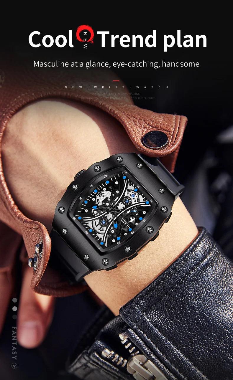 OLEVS Men's Fashion Barrel Shaped Dial Quartz Wristwatch Carauana Store
