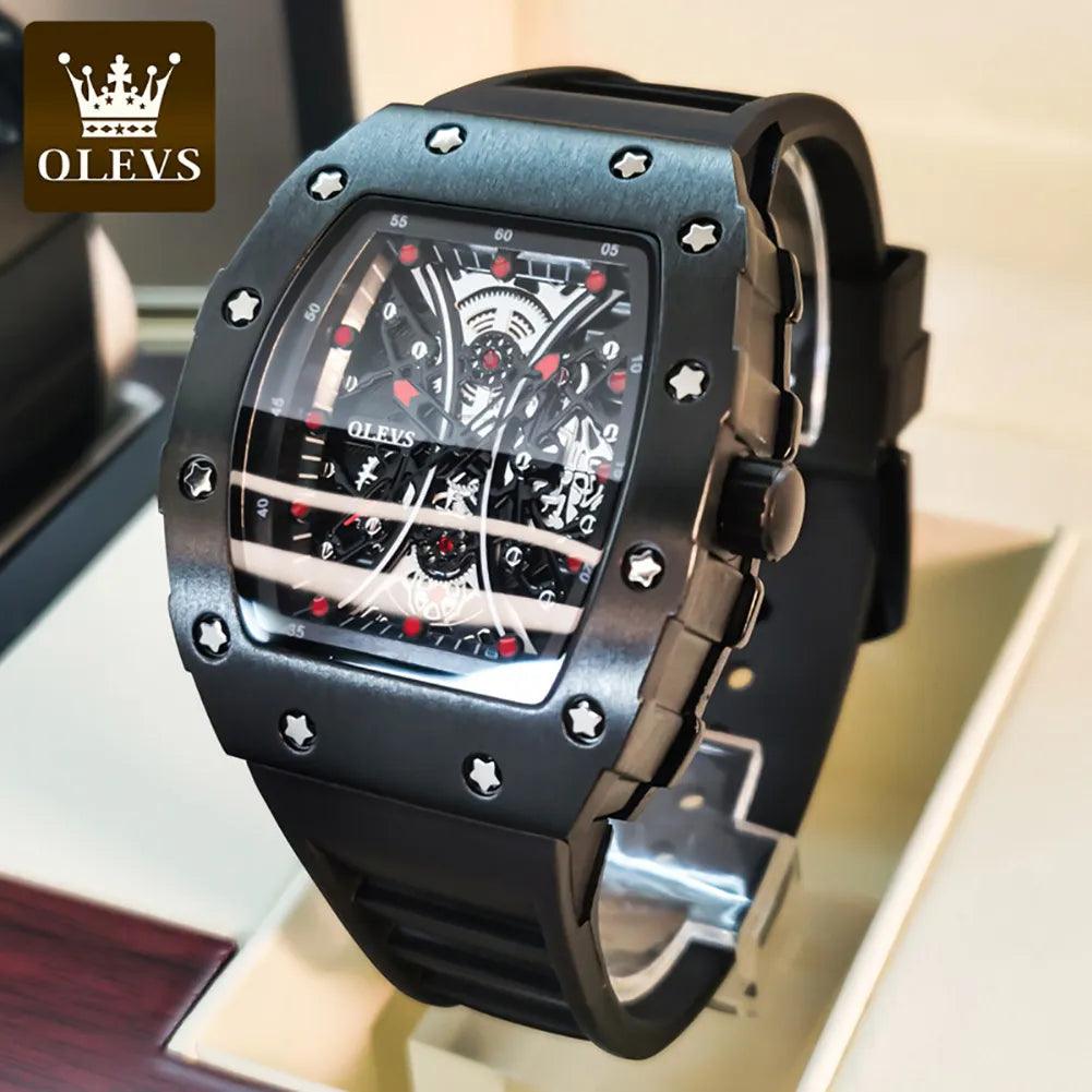 OLEVS Men's Fashion Barrel Shaped Dial Quartz Wristwatch Carauana Store