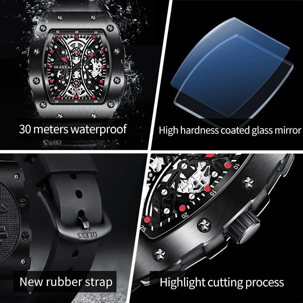 OLEVS Men's Fashion Barrel Shaped Dial Quartz Wristwatch Carauana Store