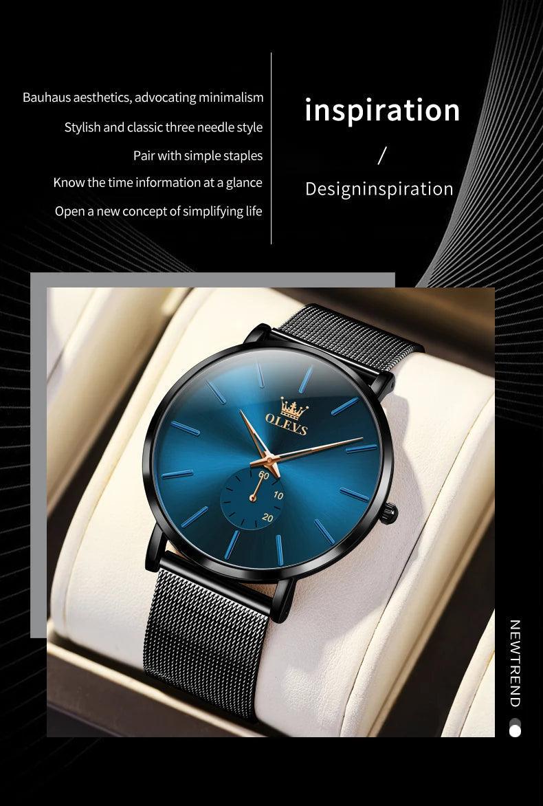OLEVS Men's Minimalist Ultra-thin Original Quartz Watch Carauana Store