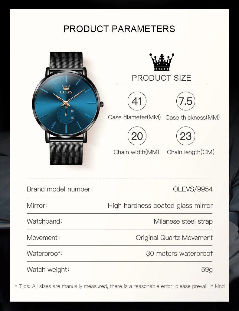 OLEVS Men's Minimalist Ultra-thin Original Quartz Watch Carauana Store