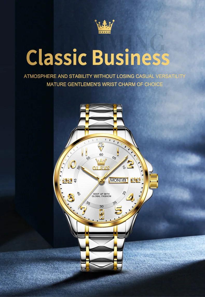 OLEVS Steel men's Quartz Watch | Sleek Business Style with Shock Resistance and Auto Date Feature Carauana Store