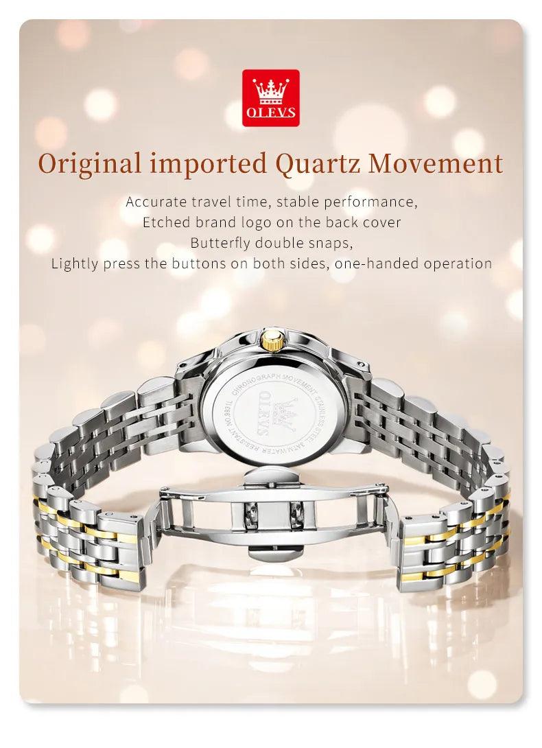 OLEVS women's Stainless Steel Luxury Quartz Watch | Sleek Design with Push Button Clasp and 3Bar Water Resistance Carauana Store