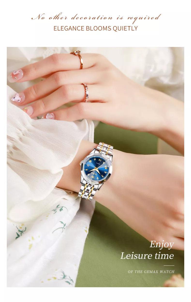 OLEVS women's Stainless Steel Luxury Quartz Watch | Sleek Design with Push Button Clasp and 3Bar Water Resistance Carauana Store