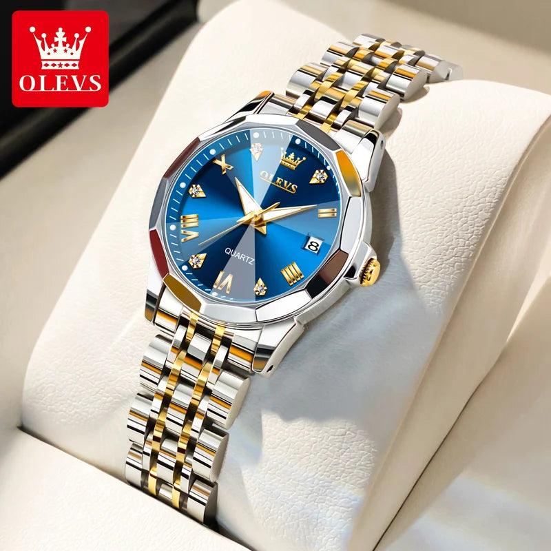 OLEVS women's Stainless Steel Luxury Quartz Watch | Sleek Design with Push Button Clasp and 3Bar Water Resistance Carauana Store