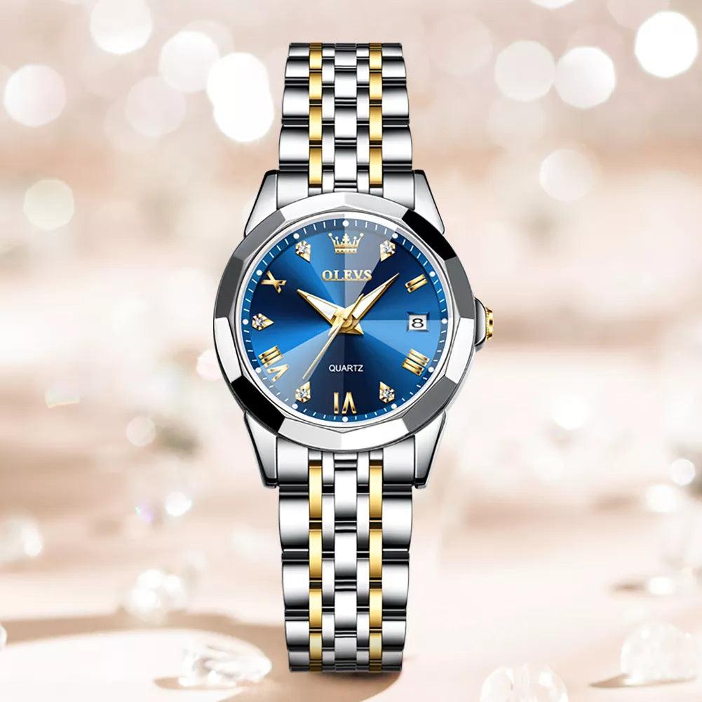 OLEVS women's Stainless Steel Luxury Quartz Watch | Sleek Design with Push Button Clasp and 3Bar Water Resistance Carauana Store
