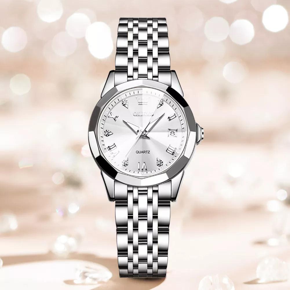 OLEVS women's Stainless Steel Luxury Quartz Watch | Sleek Design with Push Button Clasp and 3Bar Water Resistance Carauana Store