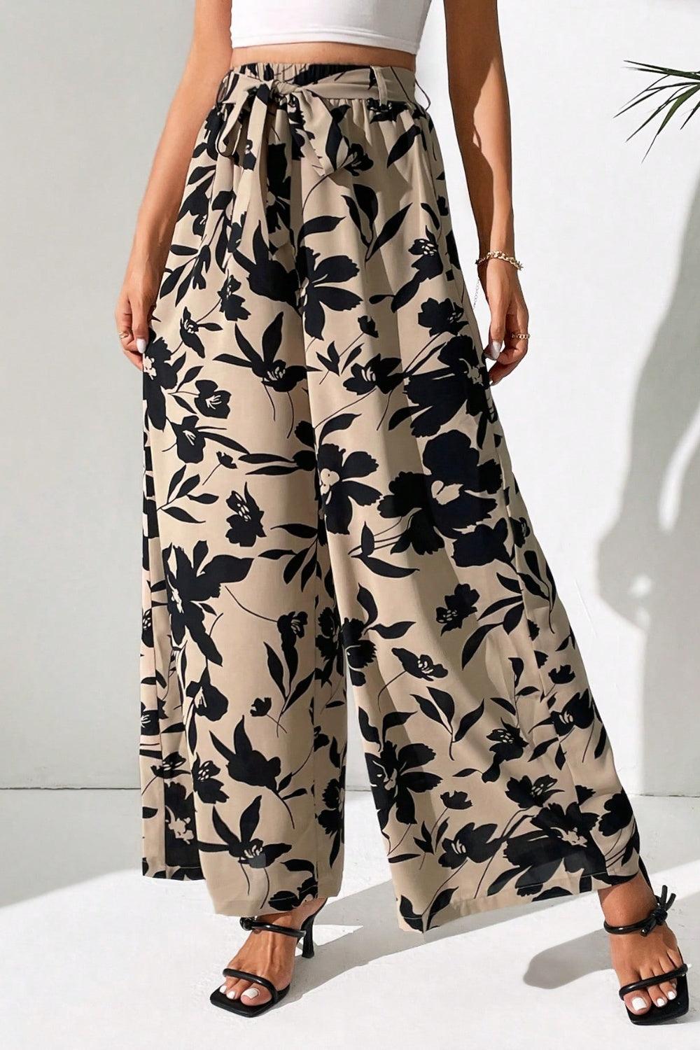Printed Tied Wide Leg Pants Carauana Store
