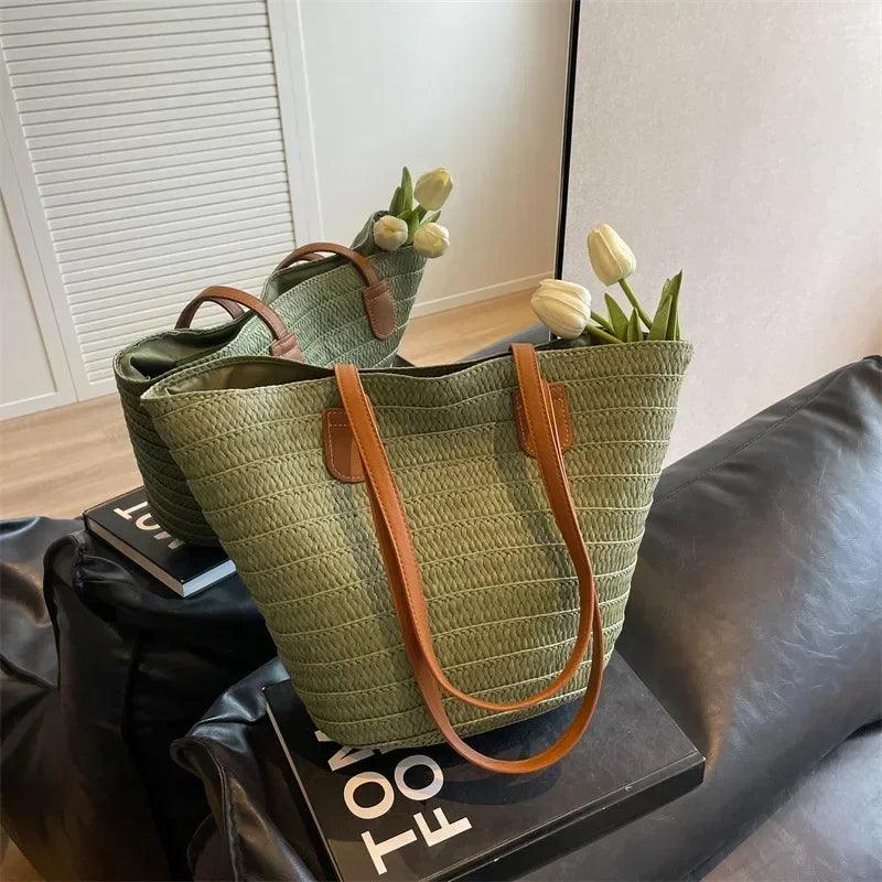 Sunny Days Ahead: Portable Straw Shoulder Bag – Your Stylish Satchel Carauana Store