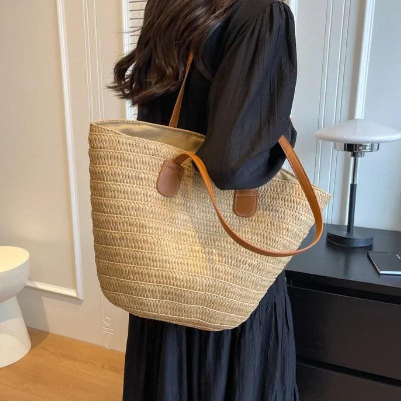 Sunny Days Ahead: Portable Straw Shoulder Bag – Your Stylish Satchel Carauana Store