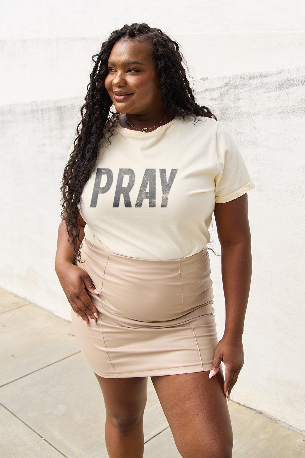 Simply Love Full Size PRAY Round Neck T-Shirt Carauana Store