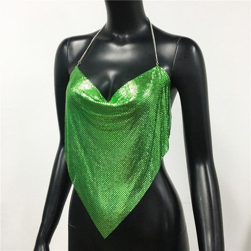 Solid Sequin Metal Cropped Tank Top Carauana Store