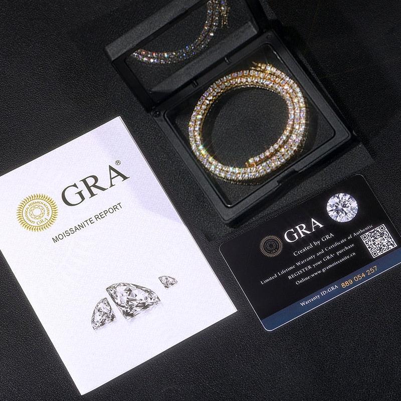 Sparkling Moissanite Tennis Chain Necklace 100% 925 Sterling Pass Diamond Test with Certificate GDTC Carauana Store