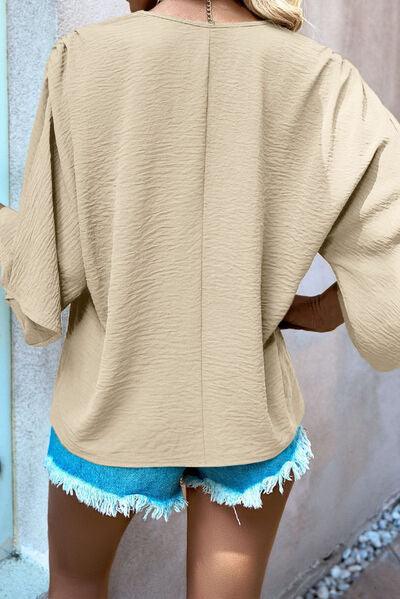 V-Neck Flutter Sleeve Blouse Carauana Store
