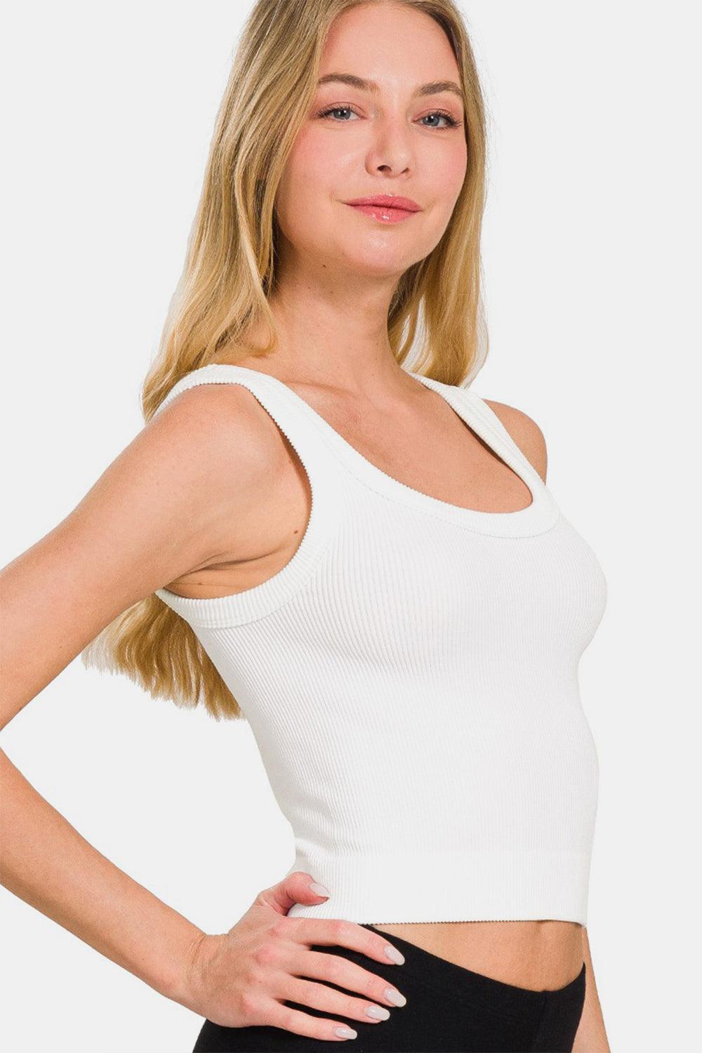 Zenana Ribbed Round Neck Cropped Tank Carauana Store