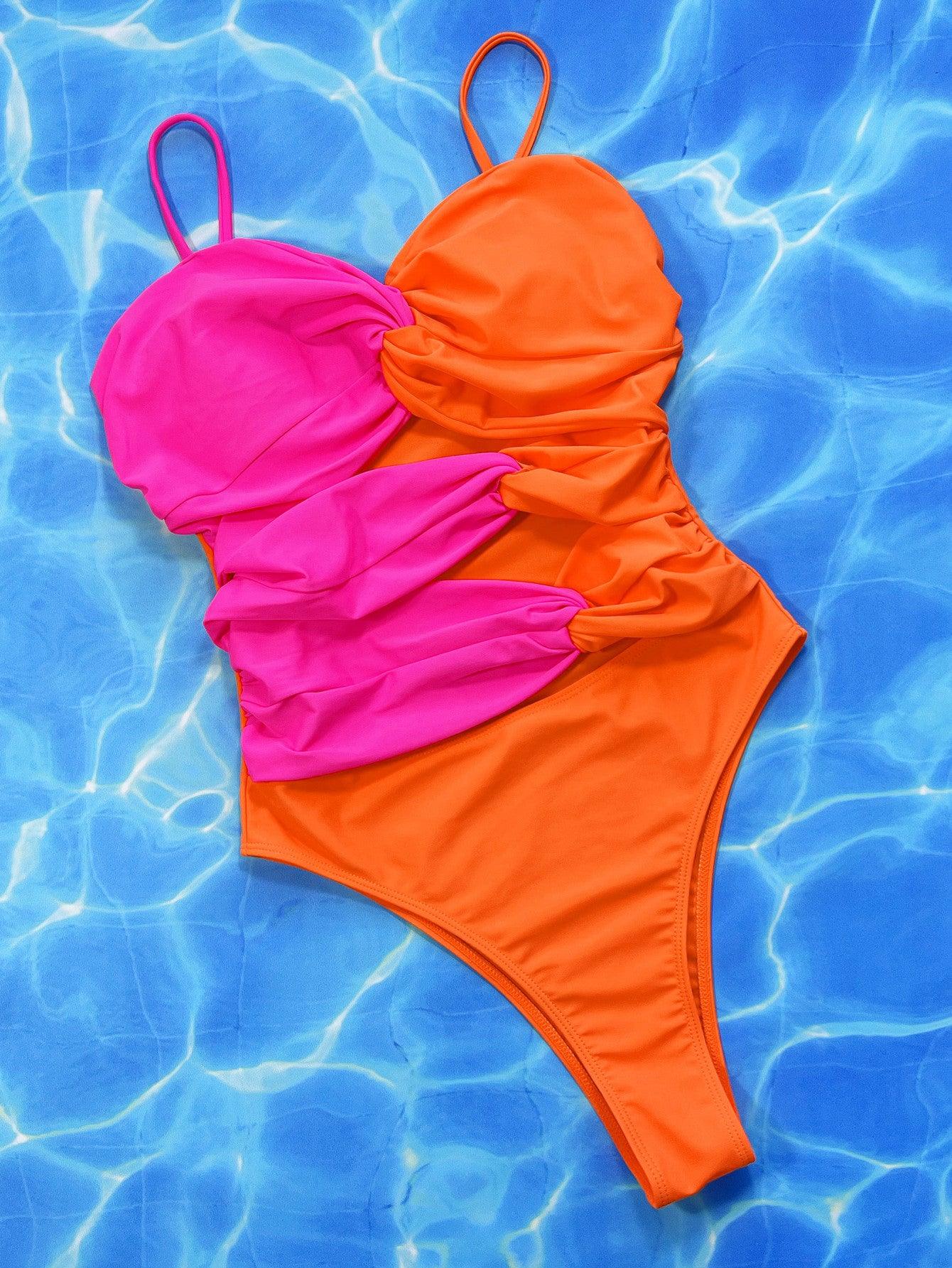 Two-Tone Twisted Cutout One-Piece Swimsuit Carauana Store